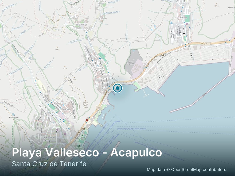 Mapa de situación de Playa Valleseco - Acapulco, en Santa Cruz de Tenerife
