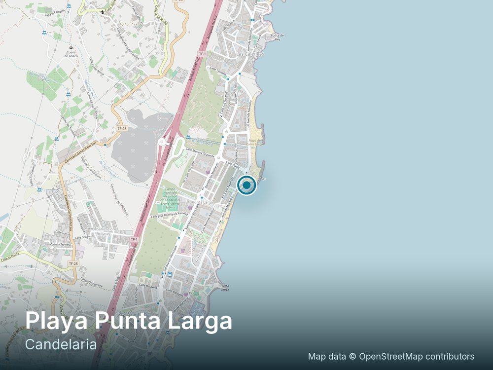 Mapa de situación de Playa Punta Larga en el litoral de Candelaria