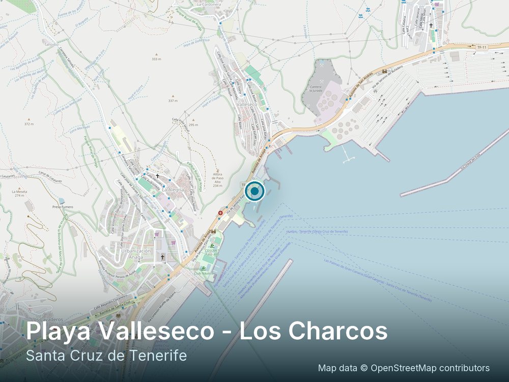 Mapa de situación de Playa Valleseco - Los Charcos, en Santa Cruz de Tenerife