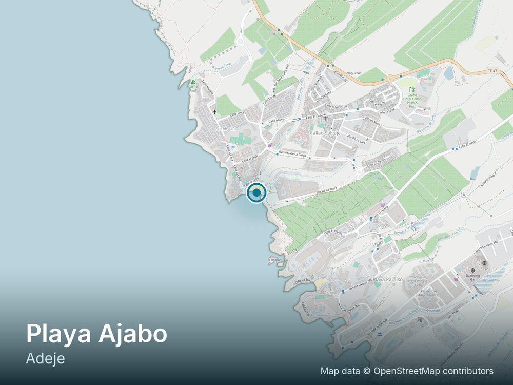 Location map of Playa Ajabo on the Adeje coastline