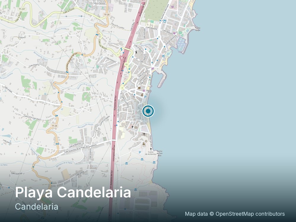 Mapa de situación de Playa Candelaria en el litoral de Candelaria